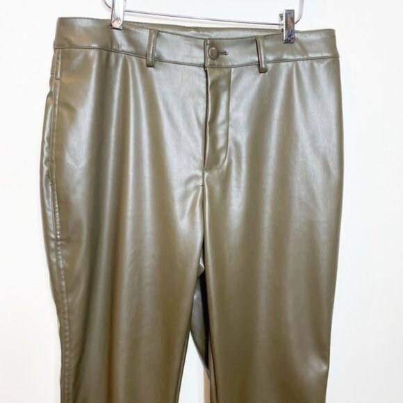 BCBGeneration Womens Straight-Cut Faux-Leather Pants Olive Size M Stylish & Vers - Picture 6 of 13